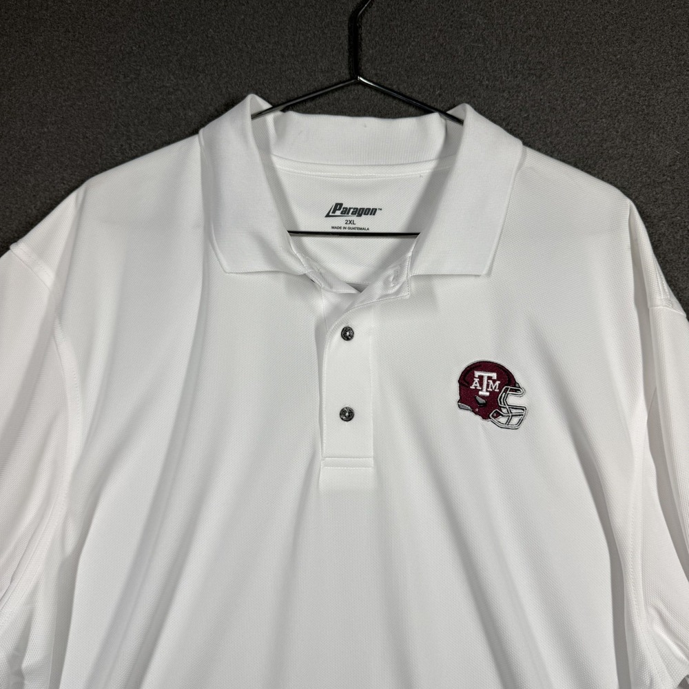 Texas A&M Aggies Shirt Mens White Golf Polo Football Logo 2XL Paragon